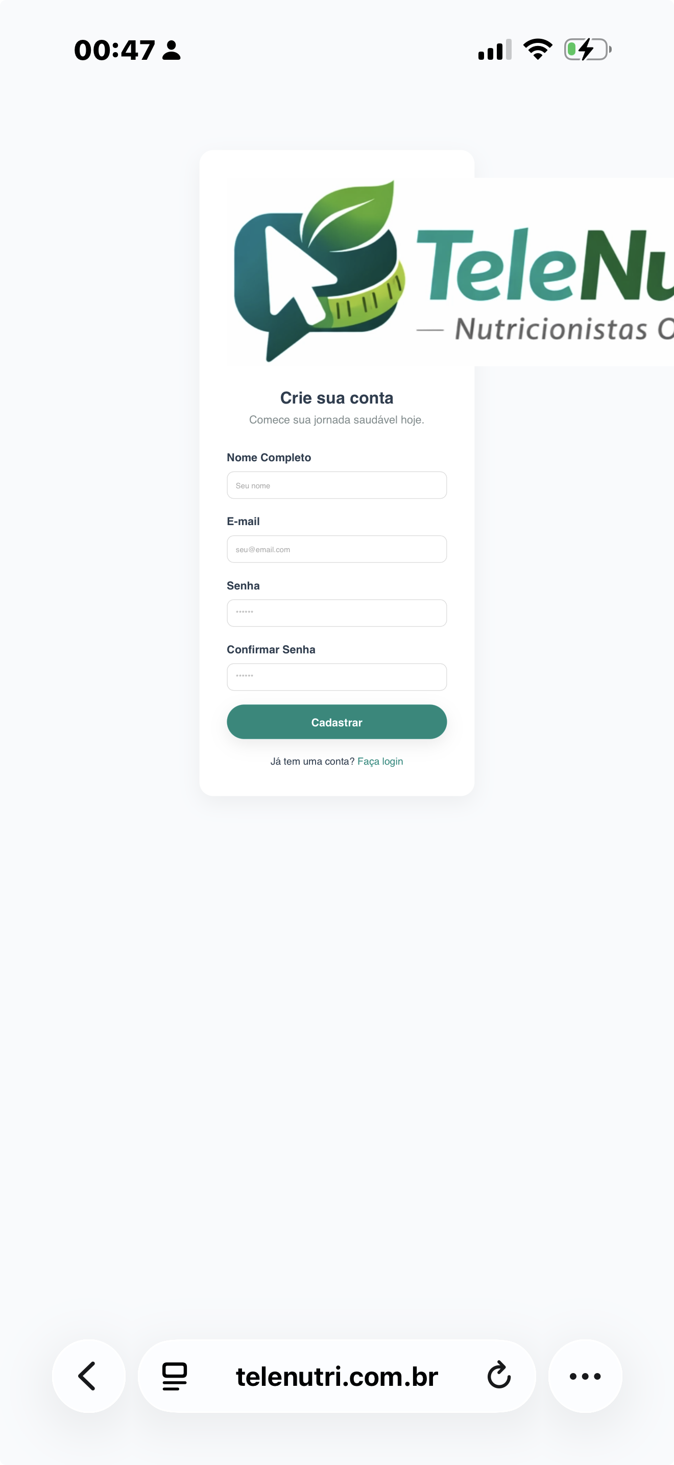 Exemplo de jornada web responsiva desenvolvida pela CésãoLabs